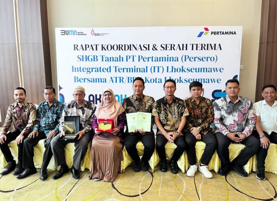 Jamin Legalitas Pelaksanaan Kegiatan Operasi, Pertamina Terima Dua SHGB di Lhokseumawe