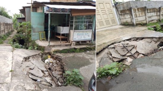 Dinding Drainase di Jalan Sukamulia Longsor, Pemilik Warung Resah