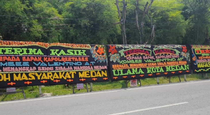 Polrestabes Medan Dibanjiri Karangan Bunga Ucapan Terimakasih Telah Tangkap Si Raja Narkoba