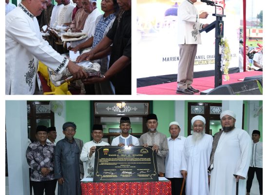 Pangdam I/BB Resmikan Masjid Al Iman Al Musannif Yon Armed 2/KS