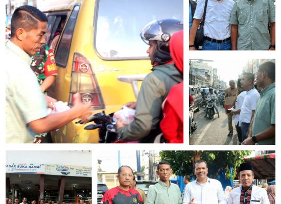 PUD Pasar Medan Kolaborasi dengan Unsur Forkopimcam Bagi Takjil di Pasar Sukaramai