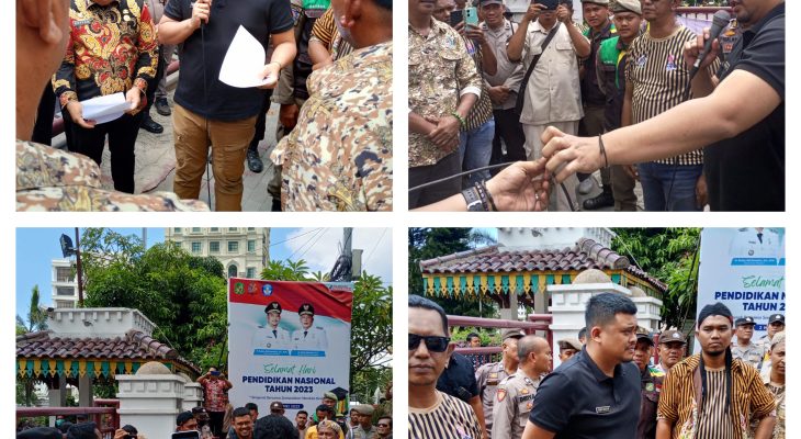 Satgas Senopati Pujakesuma Demo di Kantor Walikota dan Kantor Dinas Sumber Daya Air, Bina Marga Dan Bina Kontruksi Kota Medan