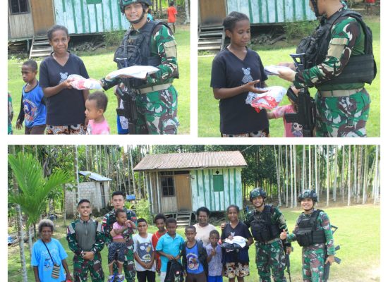 Satgas Pamtas RI-PNG Yonif 132/BS Membawa Kebahagiaan Bagi Masyarakat Perbatasan Papua