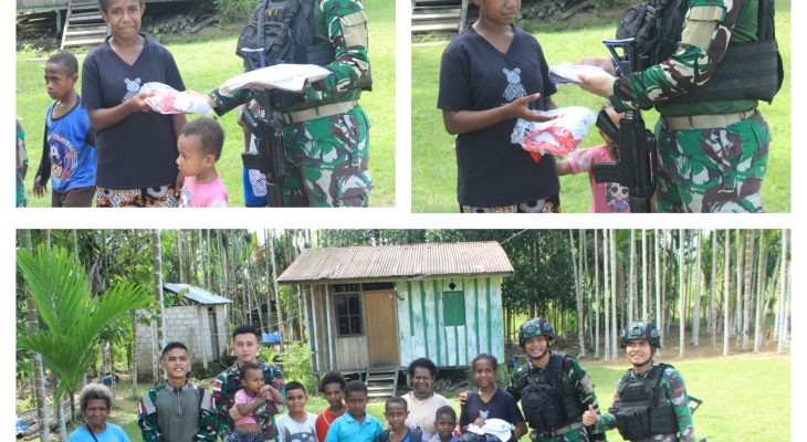 Satgas Pamtas RI-PNG Yonif 132/BS Membawa Kebahagiaan Bagi Masyarakat Perbatasan Papua