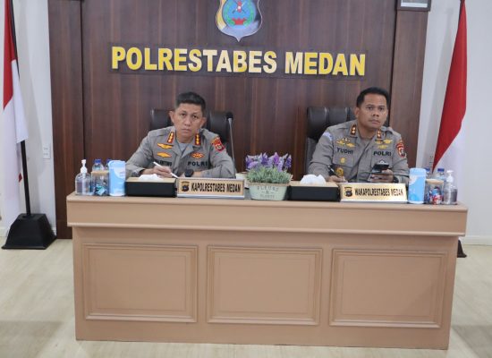 Kapolrestabes Medan Ikuti Vidcon Arahan Kapolri Terkait Pidana Perdangangan Orang