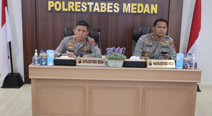 Kapolrestabes Medan Ikuti Vidcon Arahan Kapolri Terkait Pidana Perdangangan Orang