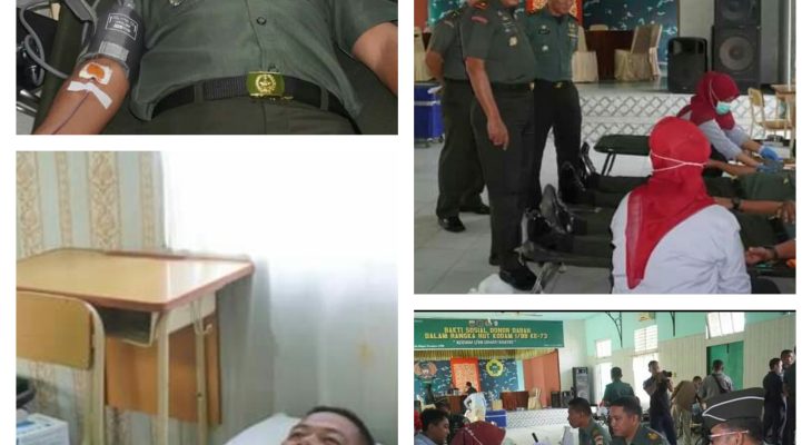 Sambut Hut Kodam I/BB Ke-73, Korem 032/Wbr Gelar Bakti Sosial Donor Darah Serentak