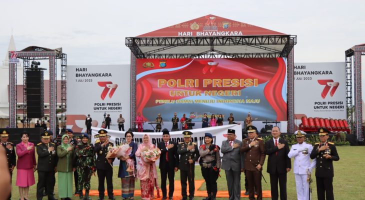 Kapolrestabes Medan Hadiri Peringatan HUT 77 Bhayangkara dan Syukuran di Polda Sumut