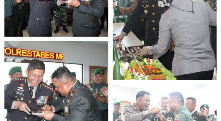 HUT Bhayangkara Ke-77, Dandim 0201/Medan Bersama Kasdim Beri Surprise Untuk Kapolrestabes Medan