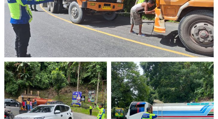 Personil Sat Samapta Polrestabes Medan Atur Arus Lalu Lintas Di Daerah Wisata Medan Berastagi, Cegah Kemacetan
