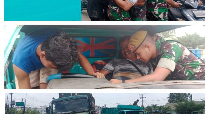 Aksi Sigap Prajurit  Yonarmed 2/KS Selamatkan Supir Truk yang Terhimpit di Fly Over Amplas