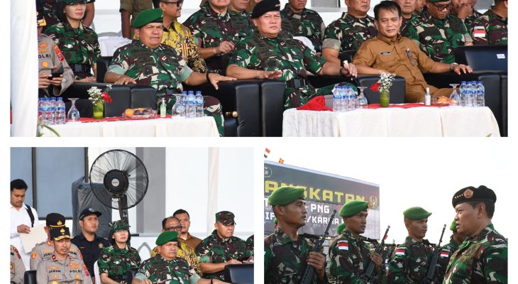 Pangdam I/BB Dampingi Panglima TNI Berangkatkan Satgas Pamtas Statis RI-PNG Yonif 122/TS dan Yonif RK 111/KB