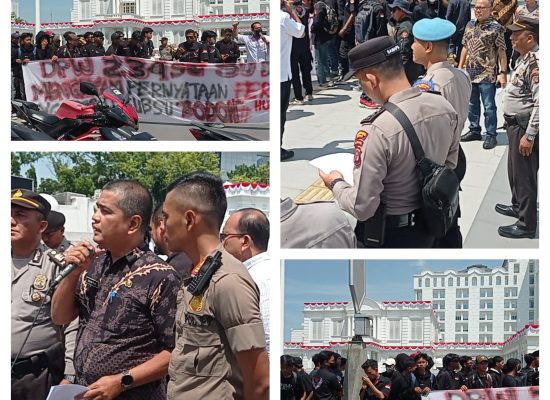 Polrestabes Medan Kawal Aksi Demo Massa Dewan Wilayah 234 Sumut di Kantor Gubsu