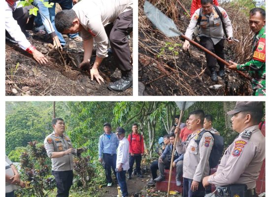 Pasca Terjadi Karhutla, Kapolres Simalungun Patroli dan Tanam Pohon di Haranggaol