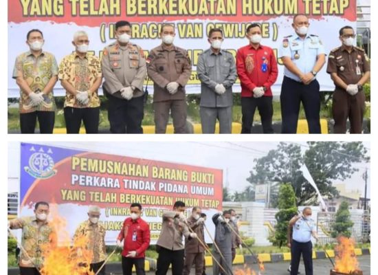 Kejari Binjai Musnahkan Barang Bukti Perkara Tindak Pidana Umum