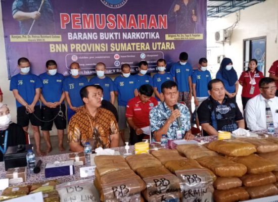 Ungkap Barbut Narkoba Bulan Agustus – September 2023, BNNP Sumut Musnahkan 10 Kg Sabu dan 140 Kg Ganja