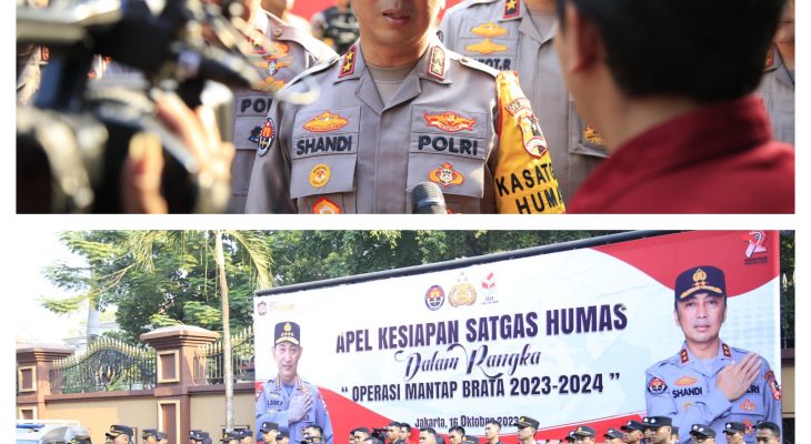 Humas Polri Gelar Pasukan Kesiapan Satgas Humas Dalam Pengamanan Pemilu 2024