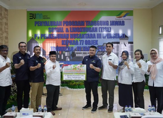 PTPN III Salurkan 1,09 Milyar Dana Program TJSL Periode Triwulan IV Tahun 2023