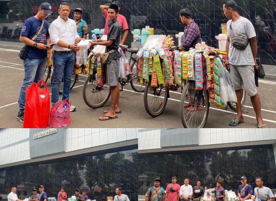 Usai Kunjungi Dewan Pers dan PWI Pusat, Ketua Pewarta Berbagi Nasi Kotak ke Penjual Kopi Keliling dan Sekuriti