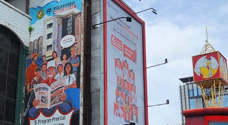 Mural Kolaborasi “Medan Berkah” antara JNE, Pemko dan Surat Kabar Waspada Hiasi Pusat Kota Meda