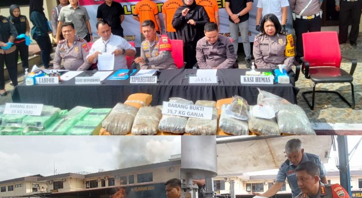 Polrestabes Medan Musnahkan Narkoba Seberat 65 Kilogram Jaringan Internasional Malaysia