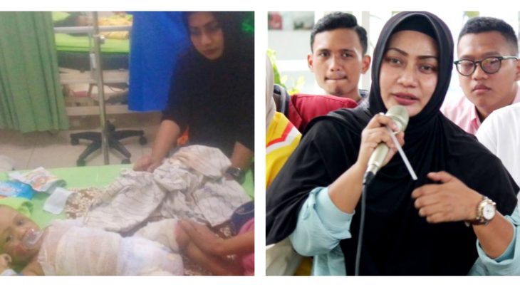 Jenguk Bayi Luka Bakar, Warga Medan Denai Apresiasi Gerak Cepat Aktifis Perempuan Aisyiyah Lailatul Badri