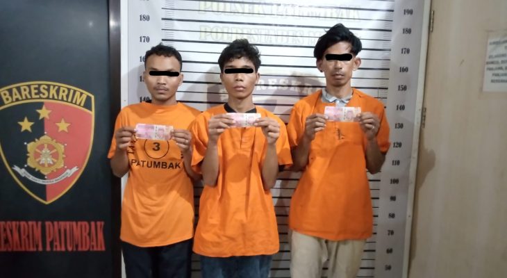 Reskrim Polsek Patumbak Berhasil  Ringkus 3 Pria Pelaku Pembuat dan Pengedar Uang Palsu