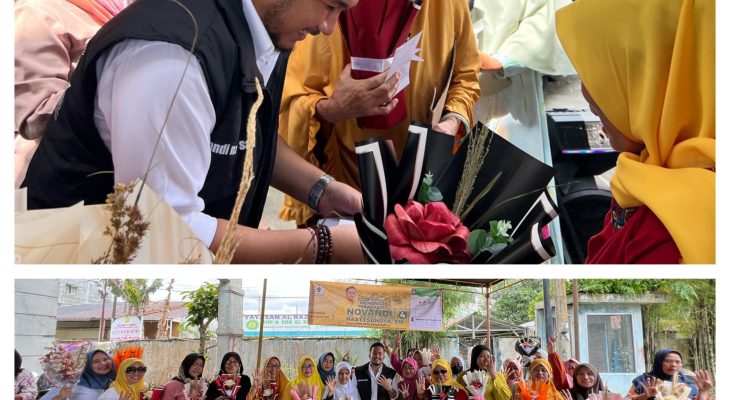 Caleg Partai Golkar Novandi Nasty Sandya, SM menghadiri Pelatihan Merangkai Bunga Kulit Jagung