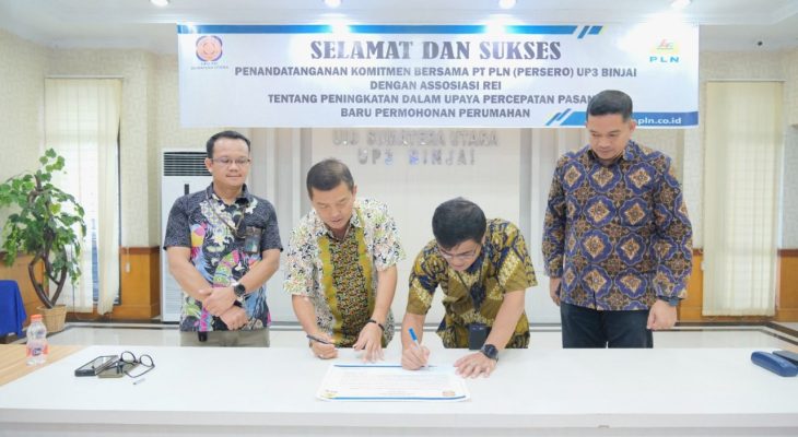 PLN UP3 Binjai Teken Penandatanganan Komitmen Bersama Asosiasi REI Sumut
