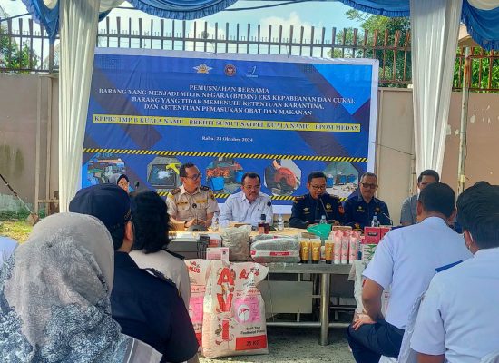 Bea Cukai Kualanamu Musnahkan Hasil Tegahan Januari-Juli 2024 Senilai Ratusan Juta Rupiah