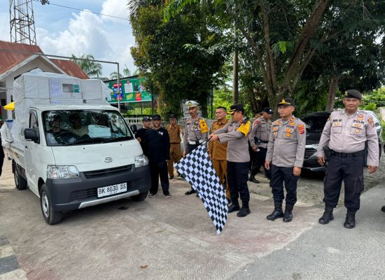 Polres Tanjung Balai Bersama KPU dan Bawaslu Lepas Distribusi Logistik Pilkada Tahun 2024 dari (PPK) ke (PPS)