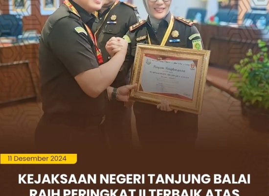 Kejaksaan Negeri Tanjung Balai Raih Juara II Terbaik Video Keadilan Restoratif di Jajaran Kejati Sumut