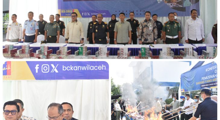 Bea Cukai Lhokseumawe Musnakan Rokok Ilegal, Dukung Implementasi Asta Cita