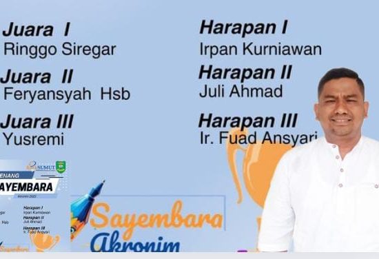 Sayembara Akronim SAHATA Diumumkan, Ringgo Siregar Juara I