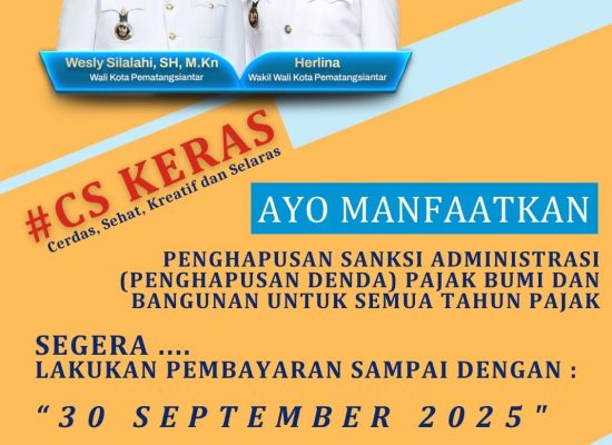 Pemko Pematangsiantar Hapus Denda Keterlambatan Pembayaran PBB-P2, Berlaku Hingga 30 September 2025