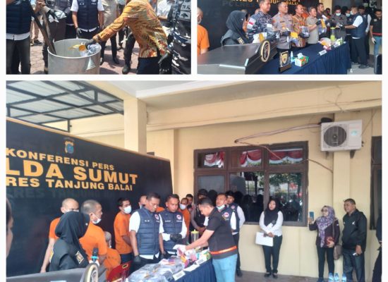 Polres Tanjungbalai Buktikan Perang Dengan Narkoba, Musnahkan 8.707,5 Gram Sabu dan 224 Butir Pil Ekstasi