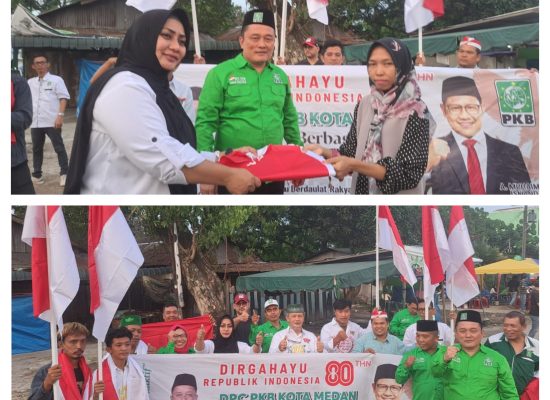 Sambut HUT ke-80 RI, DPC PKB Kota Medan Bagikan 2.000 Bendera Merah Putih kepada Masyarakat