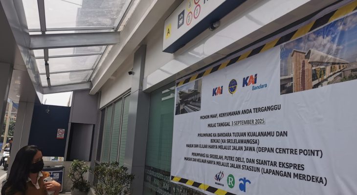 Pembongkaran JPO di Stasiun Medan Dimulai 3 September, Akses Masuk Penumpang KA Bandara Dialihkan