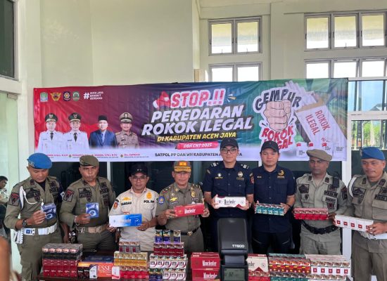 Bea Cukai Meulaboh dan Satpol PP Aceh Jaya Sita 62 Ribu Batang Rokok Ilegal