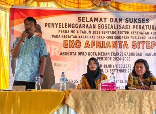 Eko Afrianta Sitepu Disambut Antusias Warga di Tengah Hujan Deras Sosper Kesehatan Medan