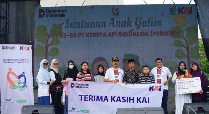 Rayakan HUT ke-80, KAI Sumut Serahkan 8 Ton Beras ke Panti Asuhan di Medan