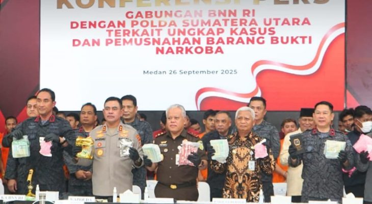 Kejati Sumut Musnahkan 1,7 Ton Narkotika Senilai Rp2,7 Triliun