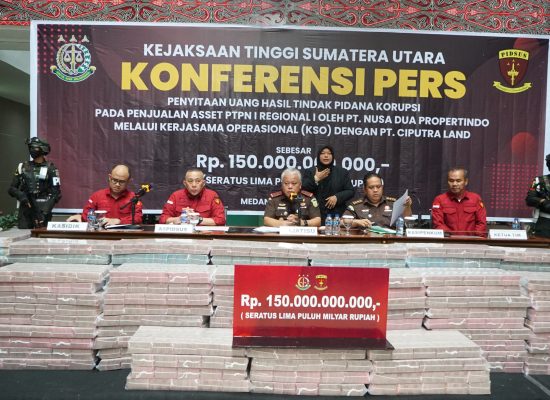 Kejati Sumut Terima Pengembalian Kerugian Negara Rp150 Miliar dari Perkara Penjualan Aset PTPN I