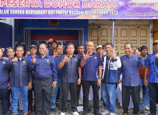 Sambut Hut ke 14, NasDem Deli Serdang Galakkan Donor Darah dan Bakti Sosial, Target 500 Paket Sembako untuk Warga