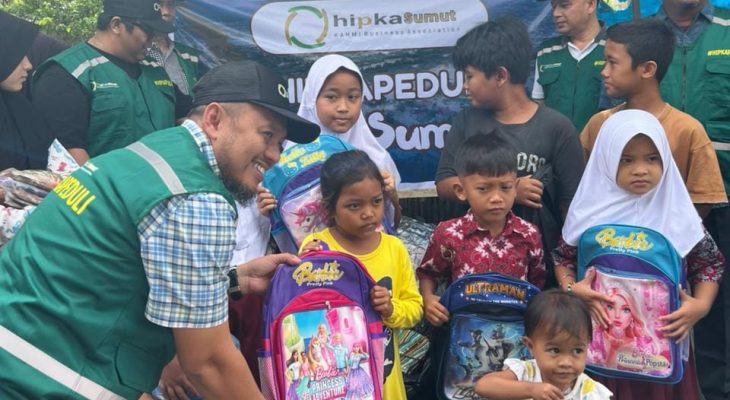 HIPKA Sumut Salurkan Bantuan Perlengkapan Sekolah untuk Anak Korban Banjir di Langkat
