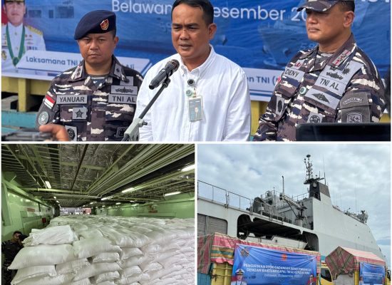 BULOG Sumut dan TNI AL Kirim 320 Ton Beras CBP ke Pulau Nias Gunakan KRI