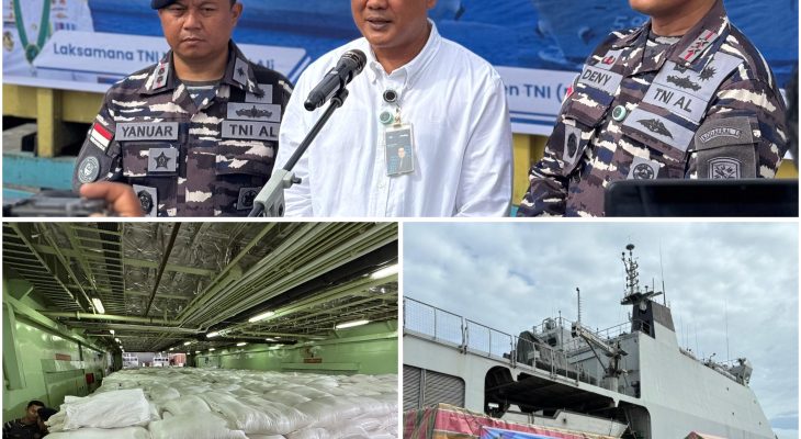 BULOG Sumut dan TNI AL Kirim 320 Ton Beras CBP ke Pulau Nias Gunakan KRI