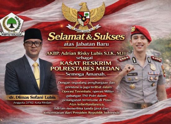 Anggota DPRD Medan dr. Dimas Sofani Lubis Ucapkan Selamat atas Jabatan Baru Kasat Reskrim Polrestabes Medan