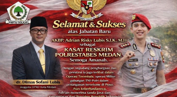 Anggota DPRD Medan dr. Dimas Sofani Lubis Ucapkan Selamat atas Jabatan Baru Kasat Reskrim Polrestabes Medan