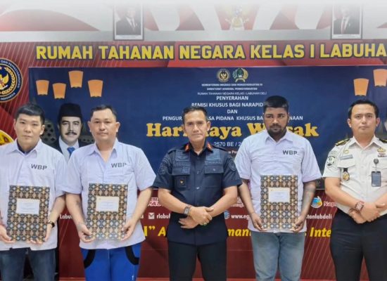Rutan Kelas I Labuhan Deli Berikan Remisi Khusus Hari Raya Waisak 2570 BE/2026